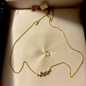 Ferko’s 14k Gold Nine Diamond Star Scatter/ cluster Necklace- 14”